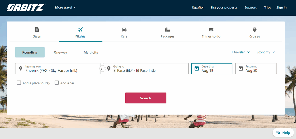 How to find and book cheap Orbitz flights: enter flight information