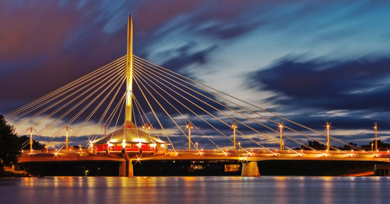 Winnipeg bridge at night