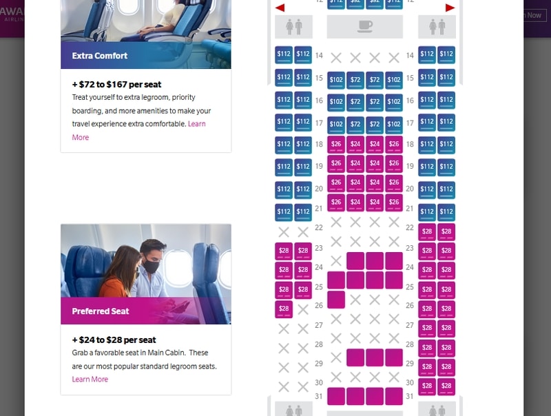 How to see available seats for Hawaiian Airlines economy flights