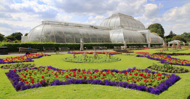 Lawn and greenhouse at Kew Gardens, a lesser known London attraction