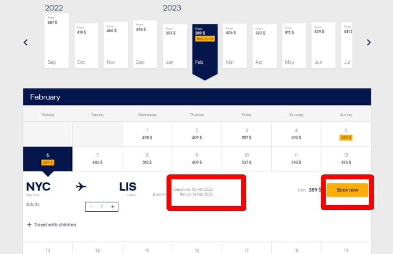 How to find the best deals on Lufthansa's website: select dates and book